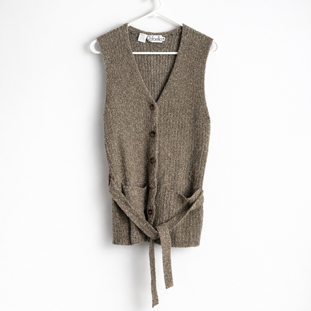 Rafaella Taupe Button-Front Sweater Vest